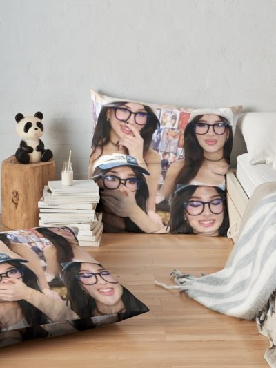 Sssniperwolf Collage Throw Pillow Official SSSniperWolf Merch