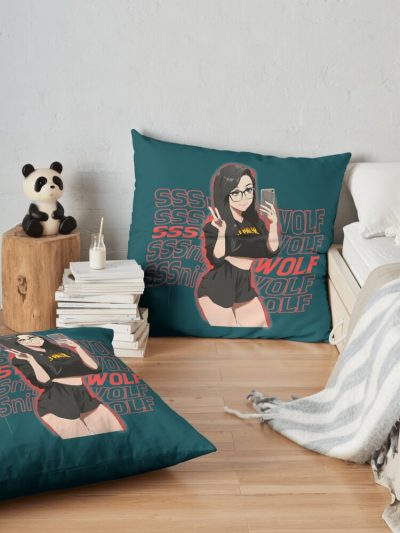 Sssniperwolf  Wolf Pack Throw Pillow Official SSSniperWolf Merch