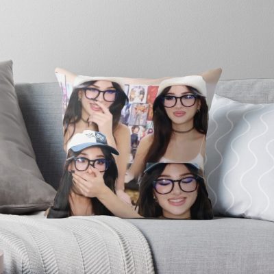 Sssniperwolf Collage Throw Pillow Official SSSniperWolf Merch