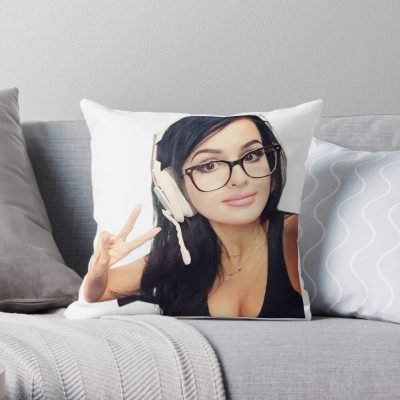 Sssniperwolf Selfie Throw Pillow Official SSSniperWolf Merch