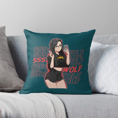 Sssniperwolf  Wolf Pack Throw Pillow Official SSSniperWolf Merch