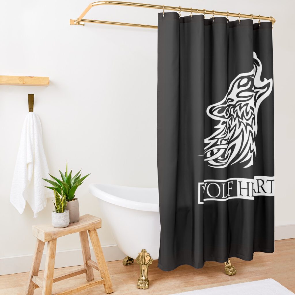 Wolf Heart Black Shower Curtain Official SSSniperWolf Merch