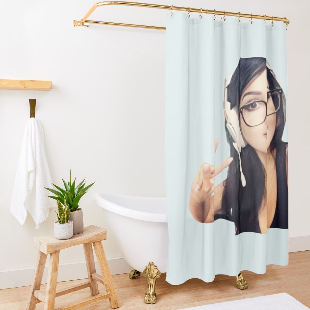 Sssniperwolf Selfie Shower Curtain Official SSSniperWolf Merch