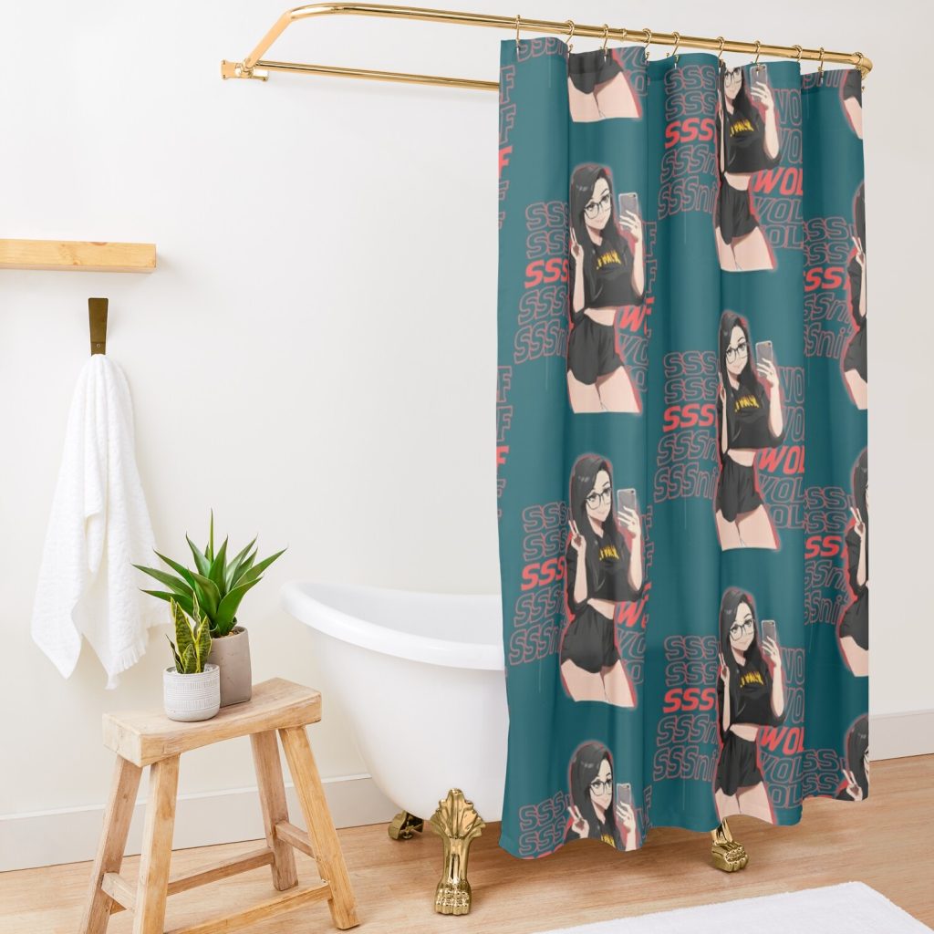 Sssniperwolf  Wolf Pack Shower Curtain Official SSSniperWolf Merch