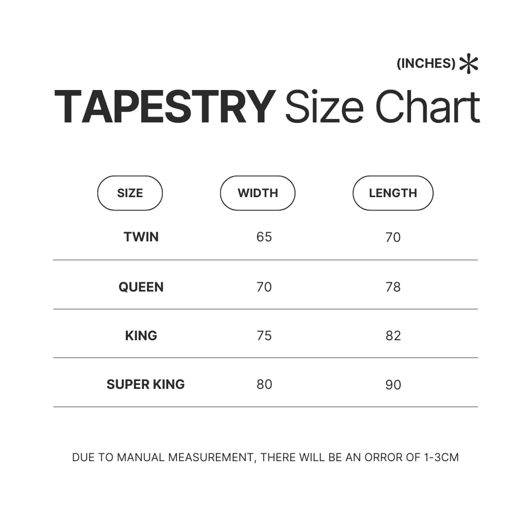 Tapestry Size Chart - SSSniperWolf Shop