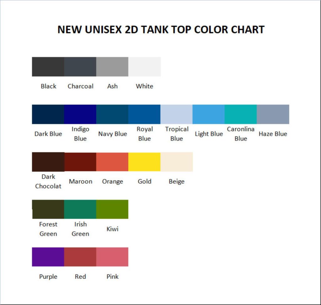 tank top color chart - SSSniperWolf Shop